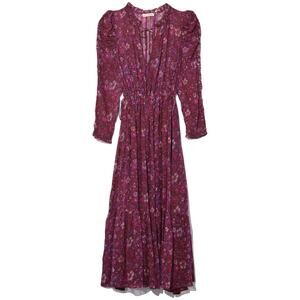 Ulla Johnson Izar Sumac Purple Floral Paisley Silk Ruffle Midi Dress Size 4